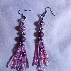 Hand Crafted  Multi Pink Beads Earrings